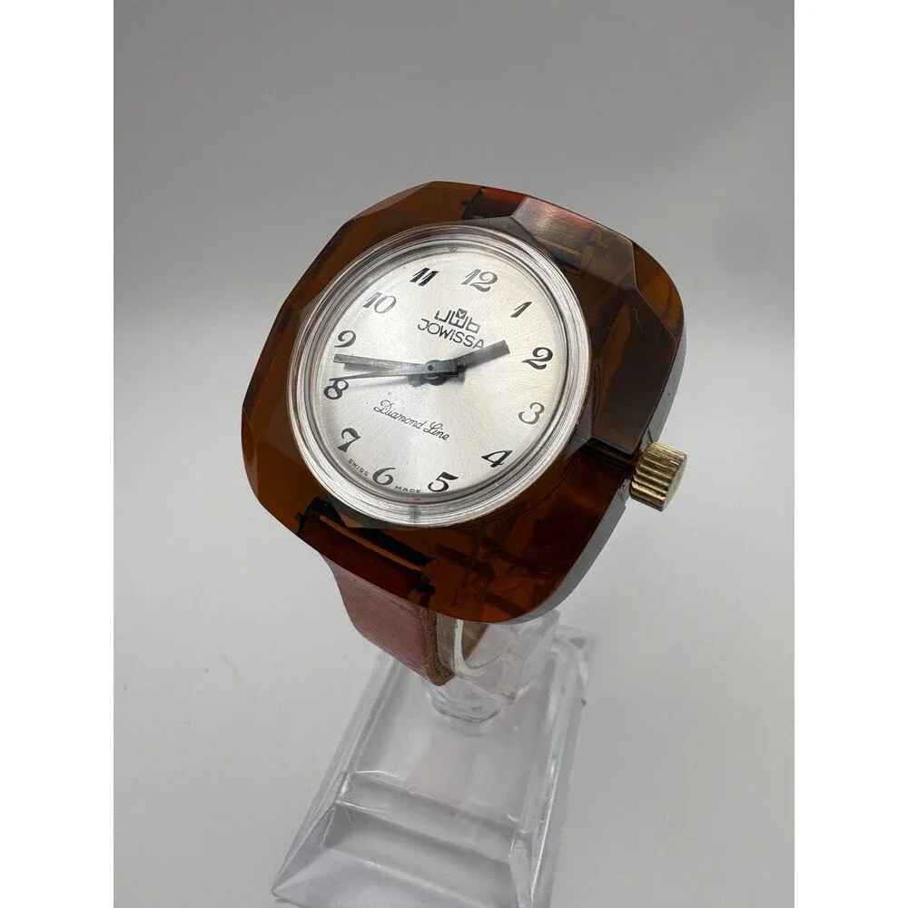 Vintage Swiss Jowissa Diamond Line Tortoiseshell manual wind Watch running